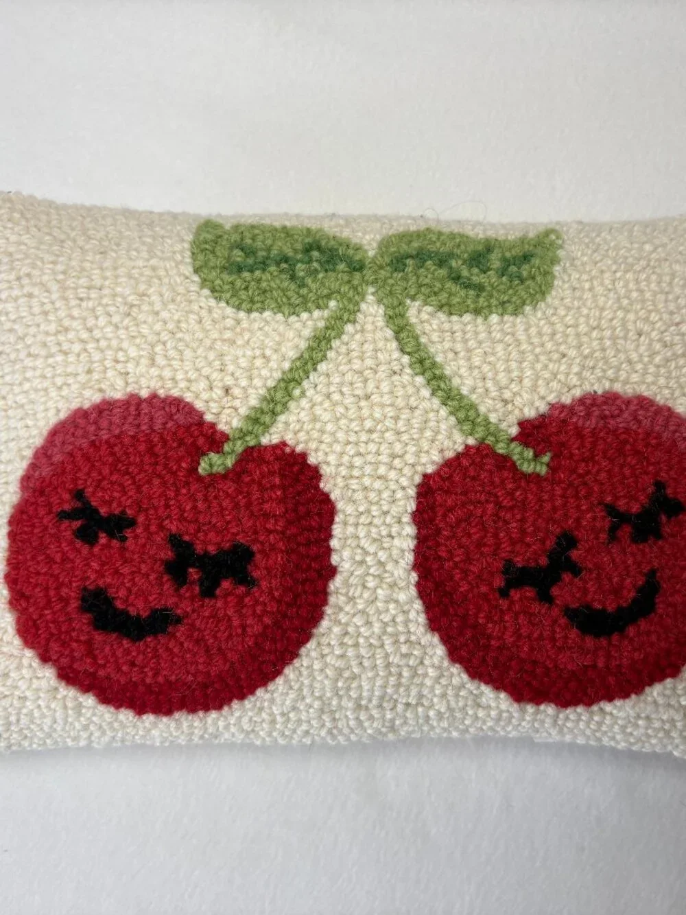 Peking Handicraft Hook Cherries Decorative Pillow - 12 x 8 inches